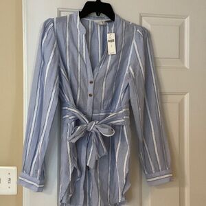Anthropologie Blue and White Striped Button Down Shirt